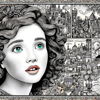 Chromafloric Storyline style, Midjourney V7: black-and-white manga comic strip