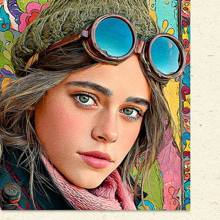 Chromafloric Storyline style, Midjourney V7: photographic portrait of female protagonist