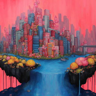 Crownmelting style, Midjourney V7: megacity with futuristic bioarchitecture