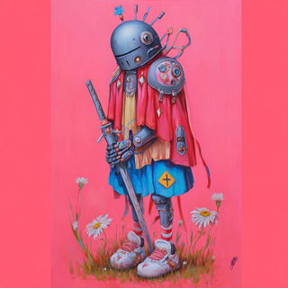 Crownmelting style, Midjourney V7: concept art character design of retropunk steam knight