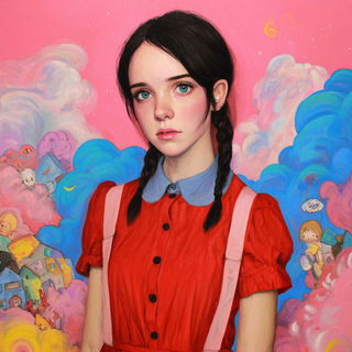 Crownmelting style, Midjourney V7: photographic portrait of female protagonist