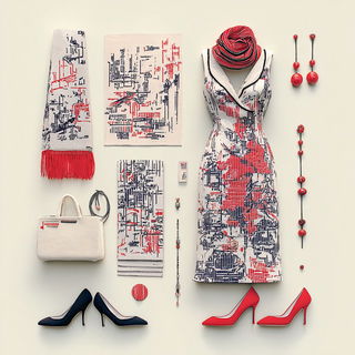 Inkredomap style, Midjourney V7: haute-couture fashion outfit