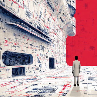 Inkredomap style, Midjourney V7: cinematic shot from sci-fi movie