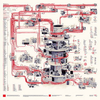 Inkredomap style, Midjourney V7: technical infrastructure blueprint schematics