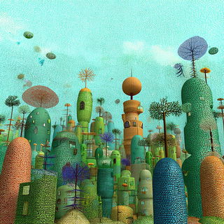 Masktopiary style, Midjourney V7: megacity with futuristic bioarchitecture