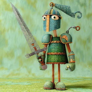 Masktopiary style, Midjourney V7: concept art character design of retropunk steam knight