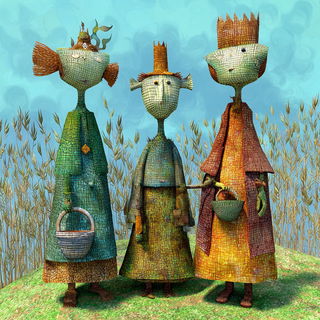 Masktopiary style, Midjourney V7: traditional folk art