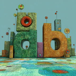 Masktopiary style, Midjourney V7: typographic composition with large letters