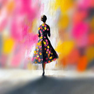 Rimeglow style, Midjourney V7: haute-couture fashion outfit