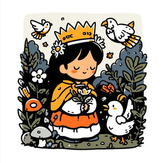 Cinderstitch style, Midjourney V7: retro fairy-tale illustration