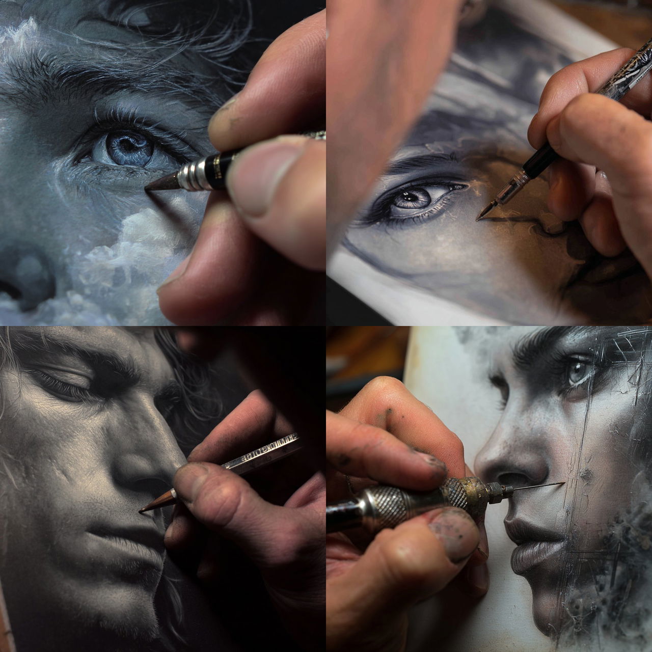 Airbrush drawing style, Midjourney V7, render 1 of 4