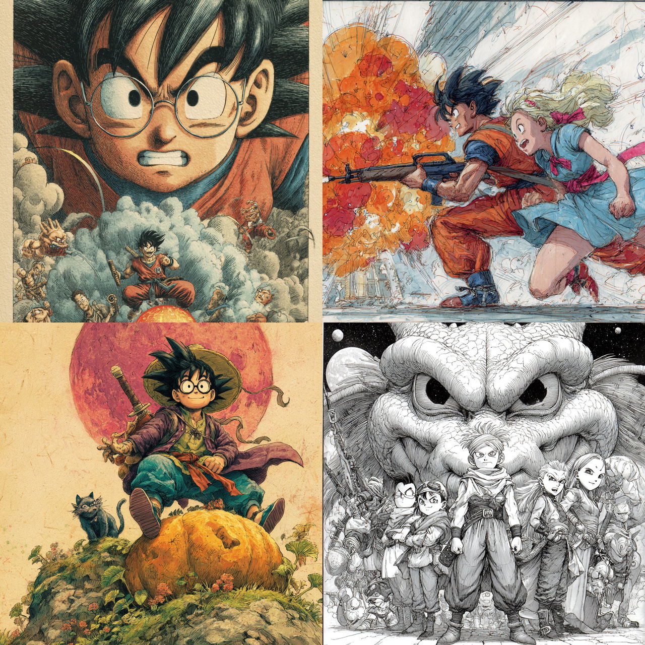 Akira Toriyama style, Midjourney V7, render 1 of 4