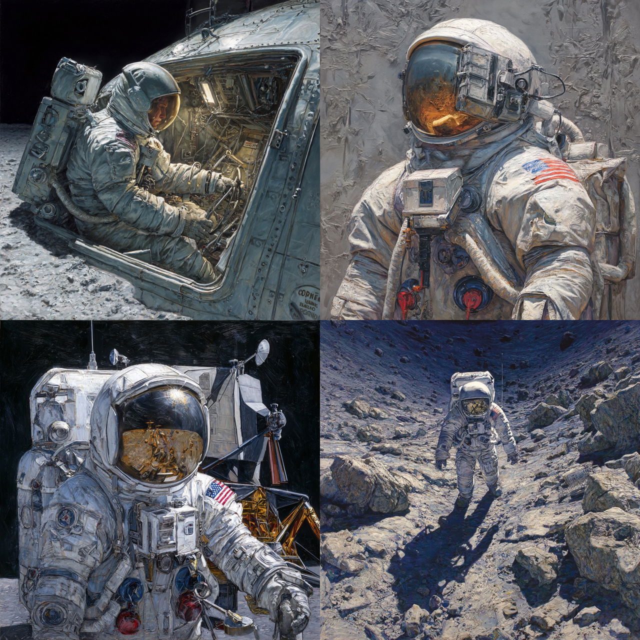 Alan Bean style, Midjourney V7, render 1 of 4