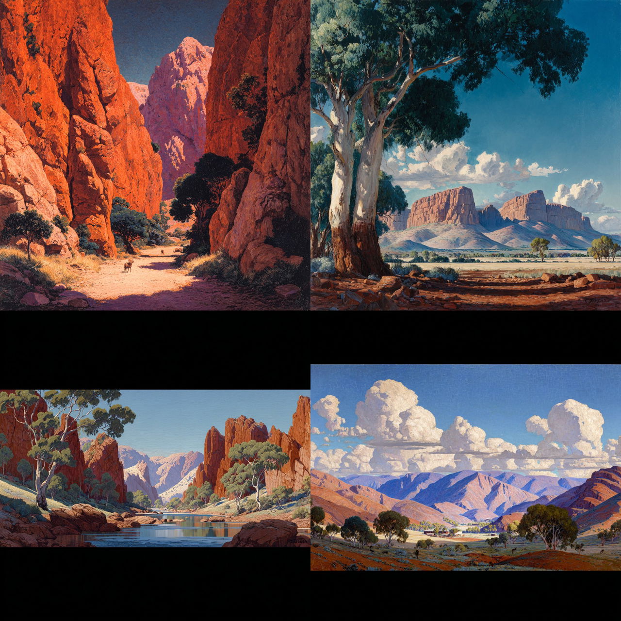 Albert Namatjira style, Midjourney V7, render 1 of 4