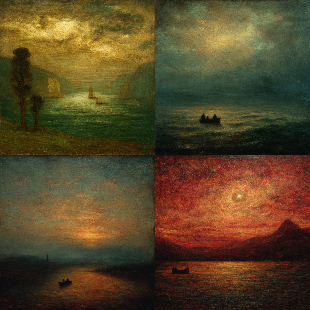 Albert Pinkham Ryder style, Midjourney V7, render 1 of 4