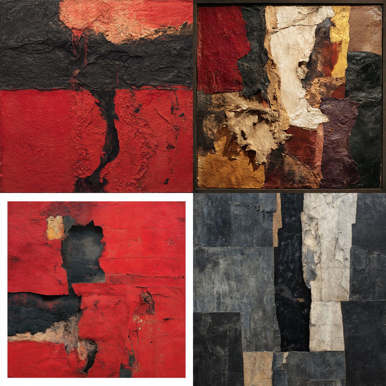 Alberto Burri style, Midjourney V7, render 1 of 4