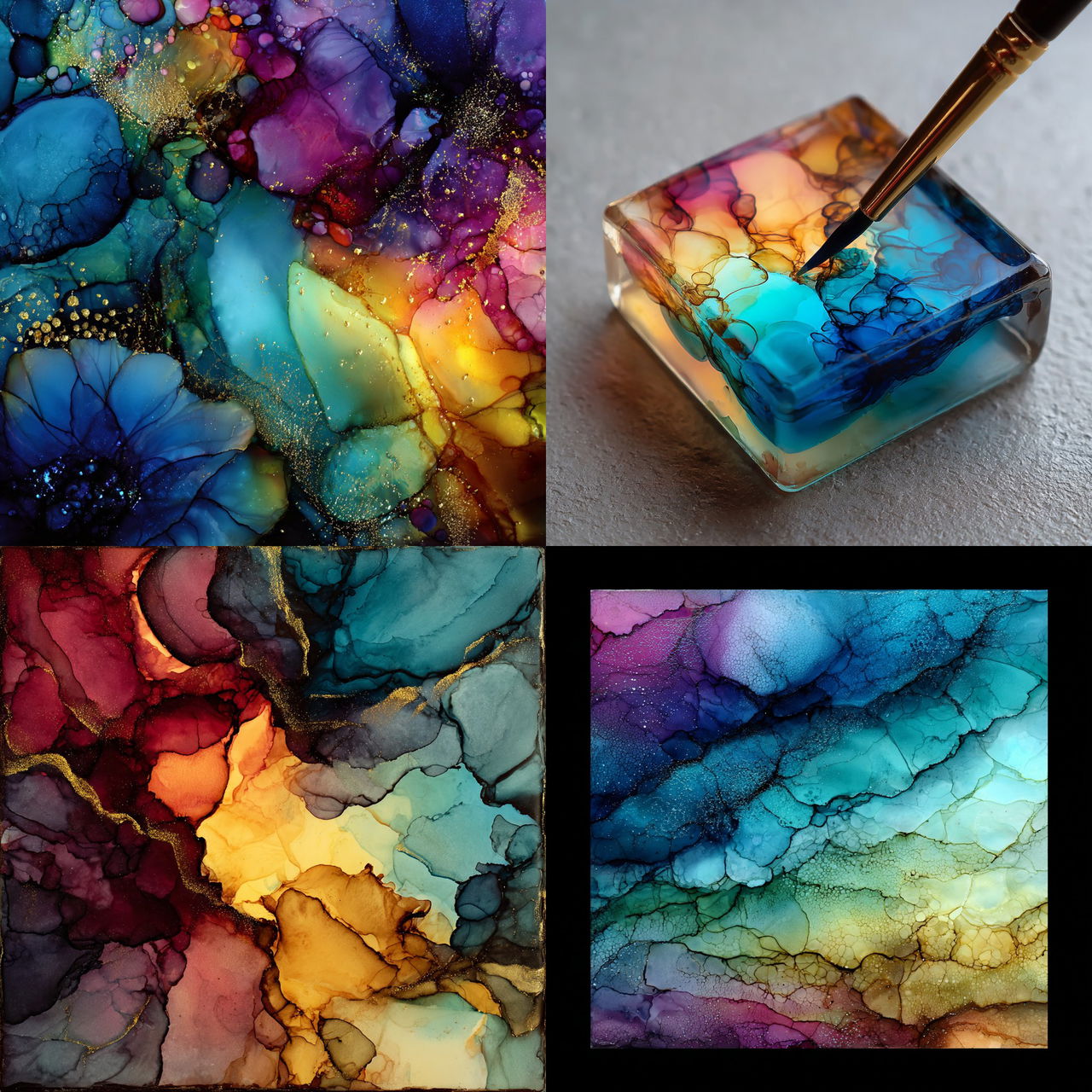 Alcohol ink style, Midjourney V7, render 1 of 4