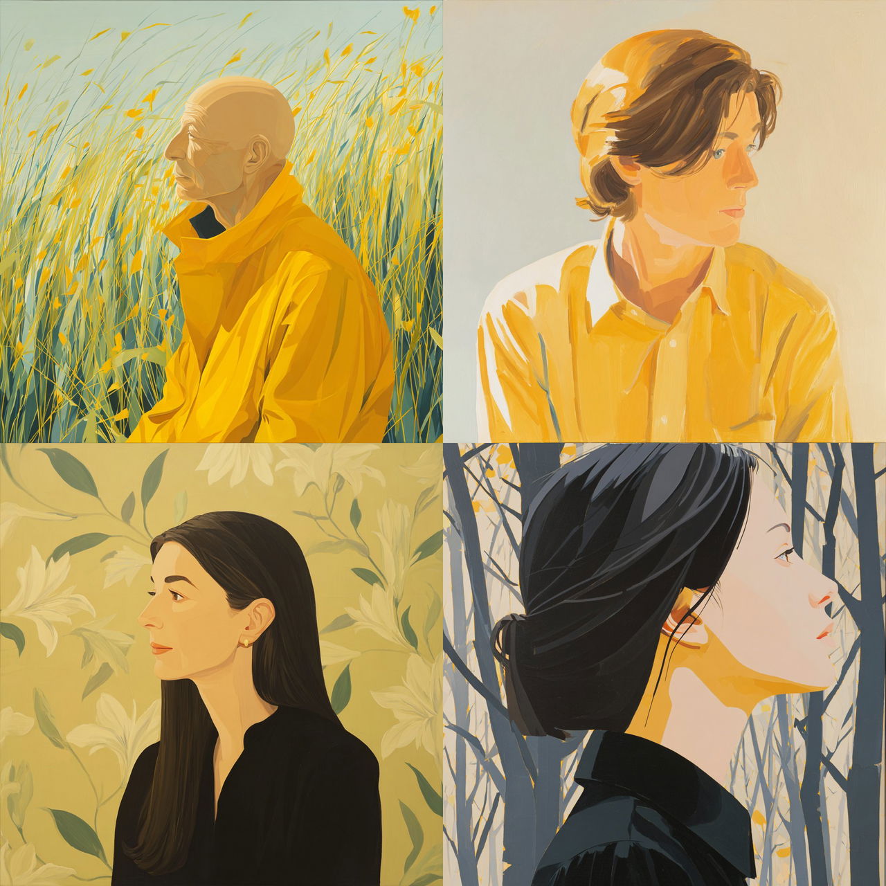 Alex Katz style, Midjourney V7, render 1 of 4