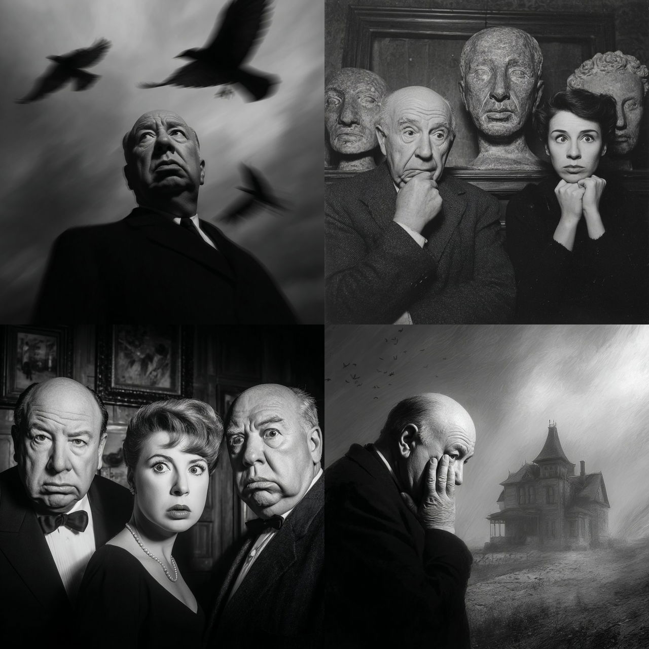Alfred Hitchcock style, Midjourney V7, render 1 of 4