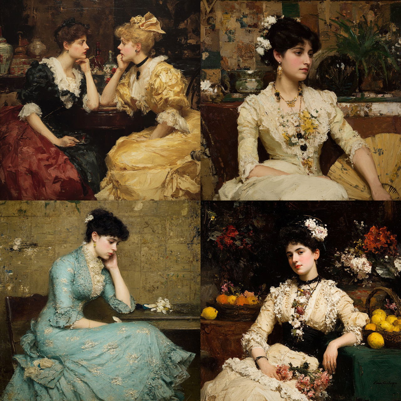 Alfred Stevens style, Midjourney V7, render 1 of 4