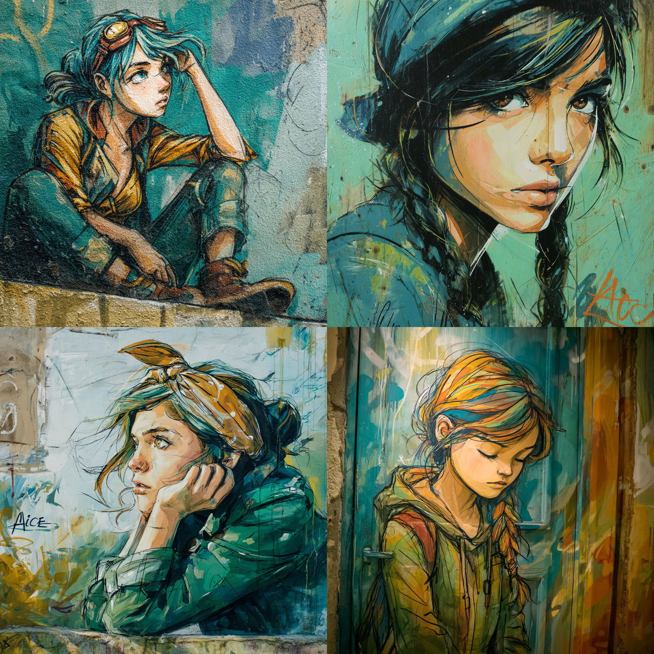 Alice Pasquini style, Midjourney V7, render 1 of 4