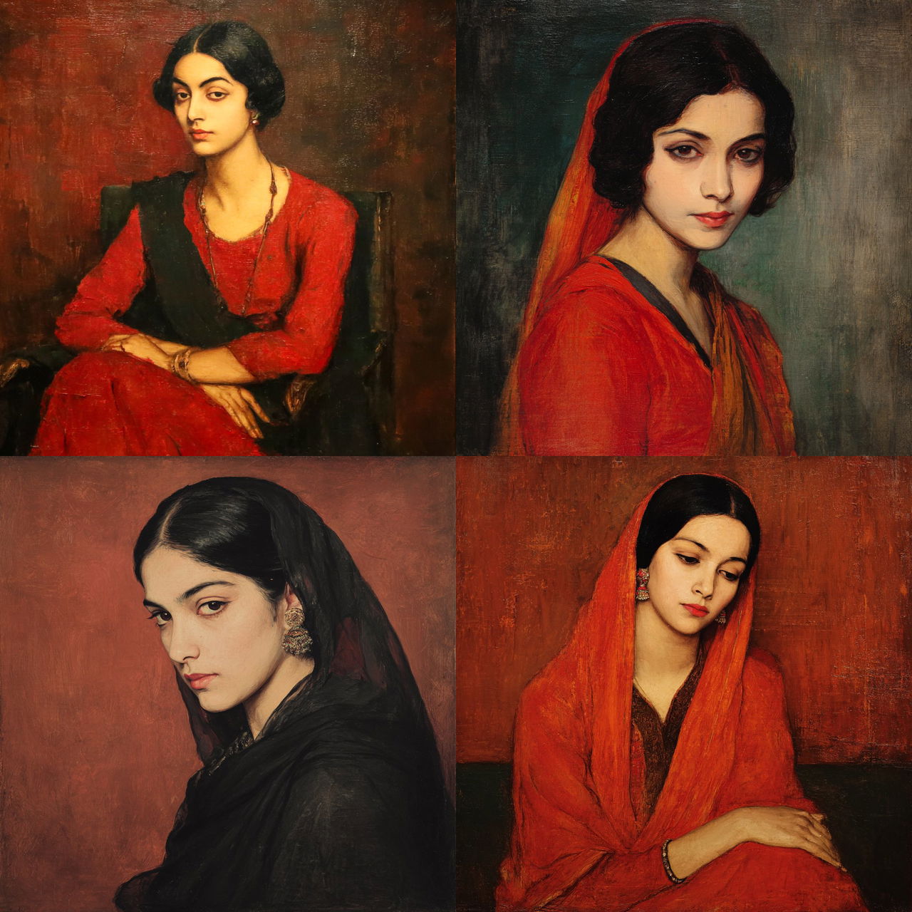 Amrita Sher-Gil style, Midjourney V7, render 1 of 4