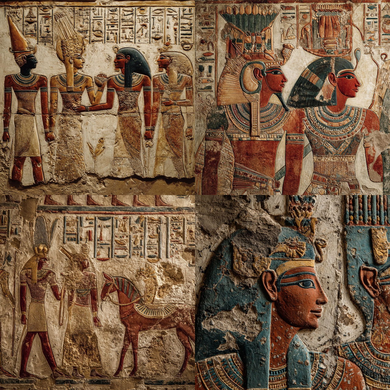 Ancient Egyptian mural style, Midjourney V7, render 1 of 4