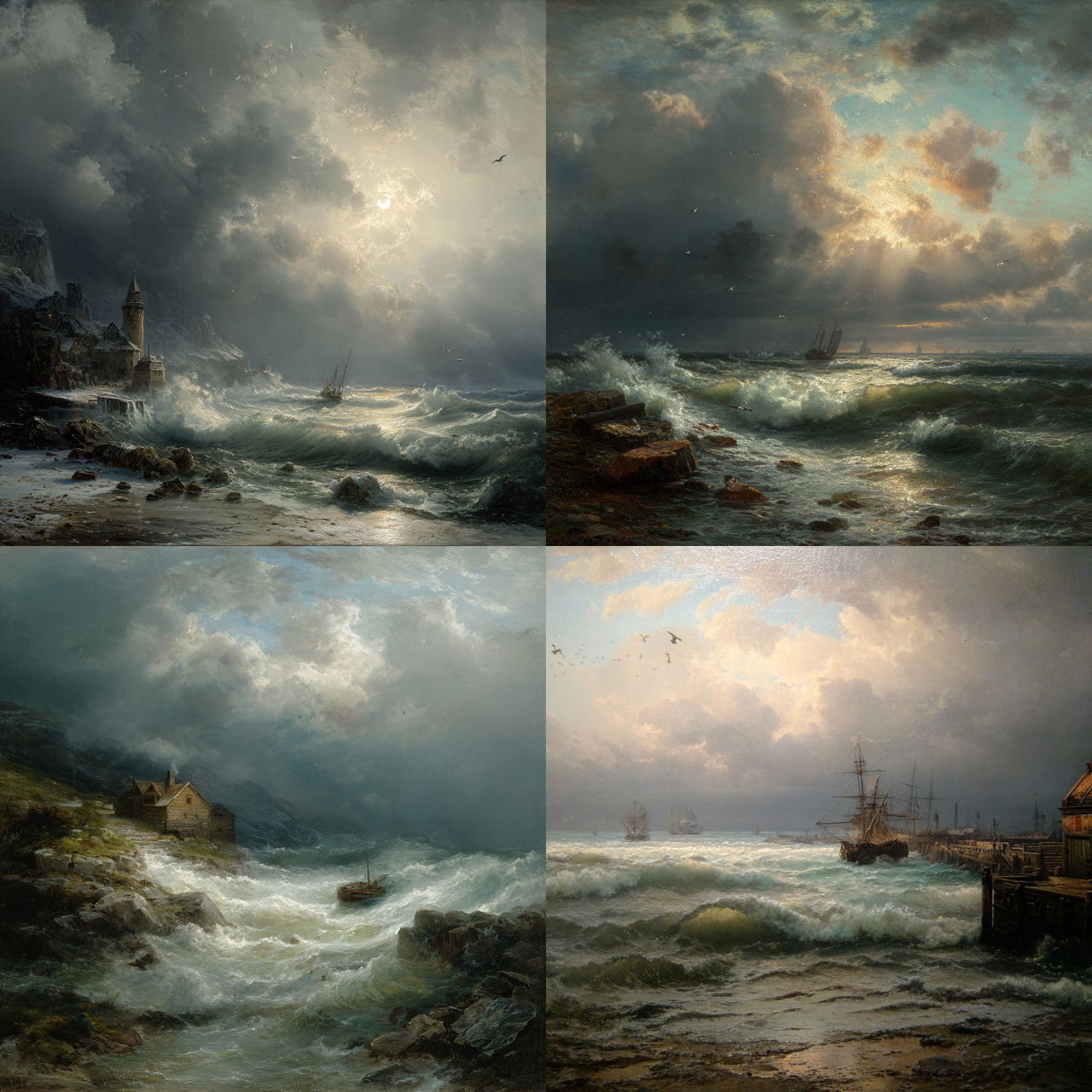 Andreas Achenbach style, Midjourney V7, render 1 of 4