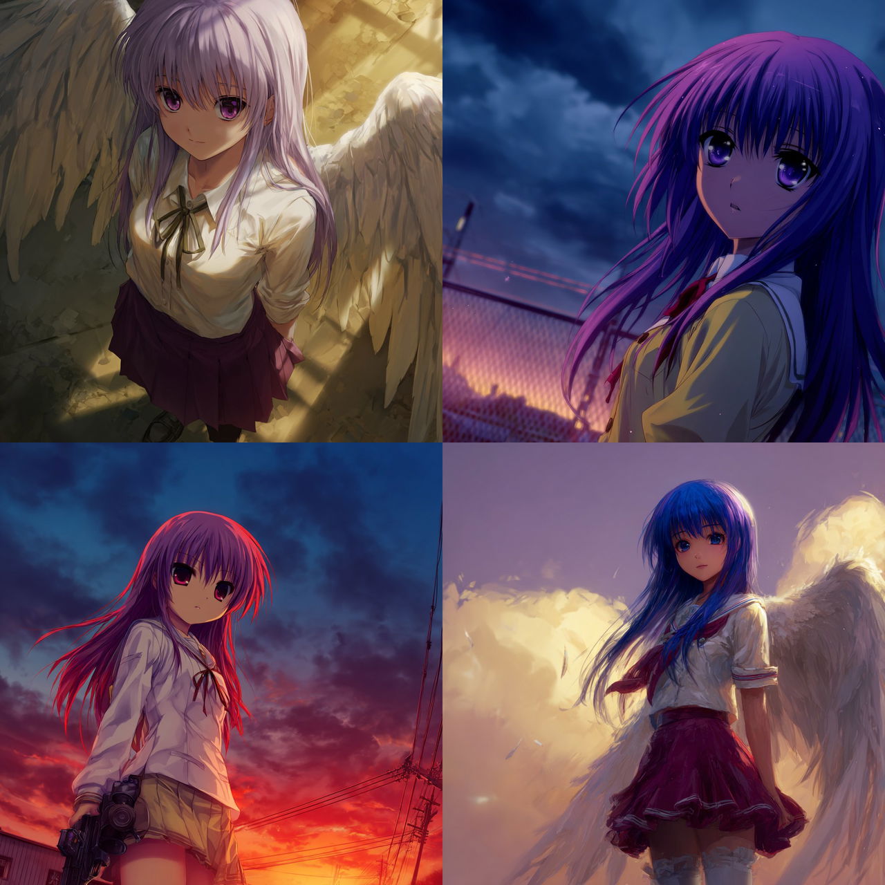 Angel Beats style, Midjourney V7, render 1 of 4