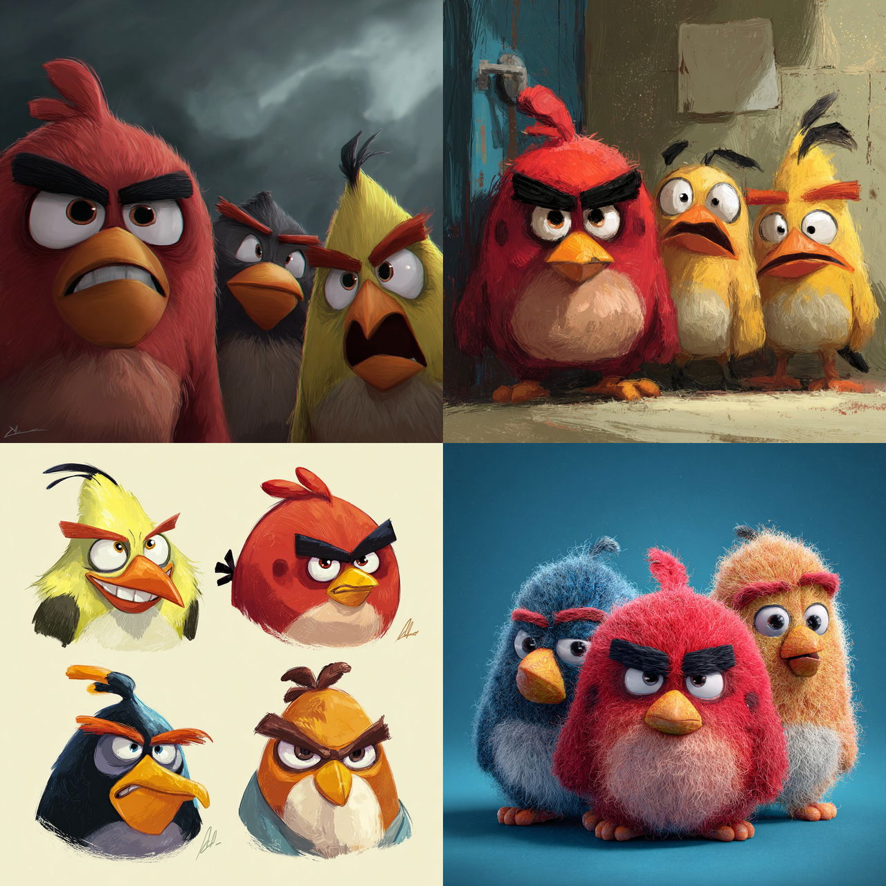 Angry Birds style, Midjourney V7, render 1 of 4