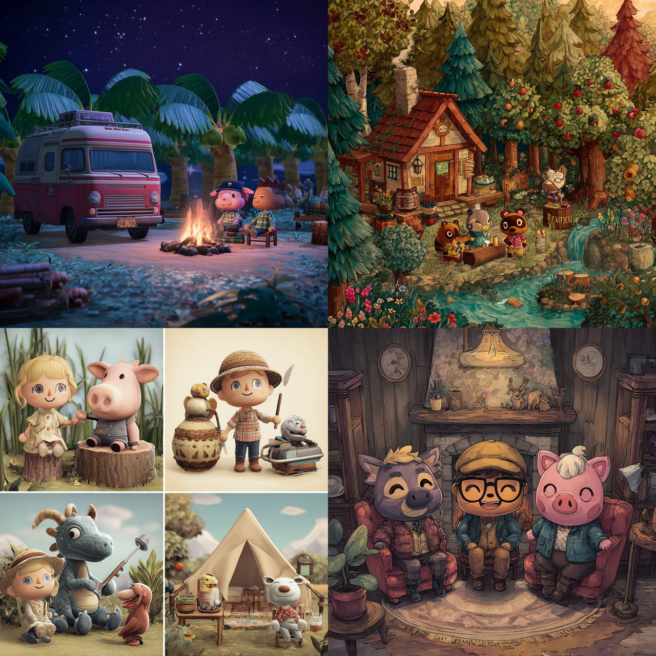 Animal Crossing style, Midjourney V7, render 1 of 4