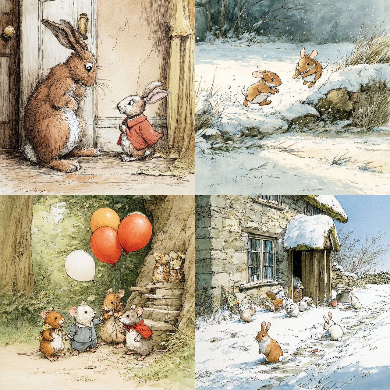 Anita Jeram style, Midjourney V7, render 1 of 4