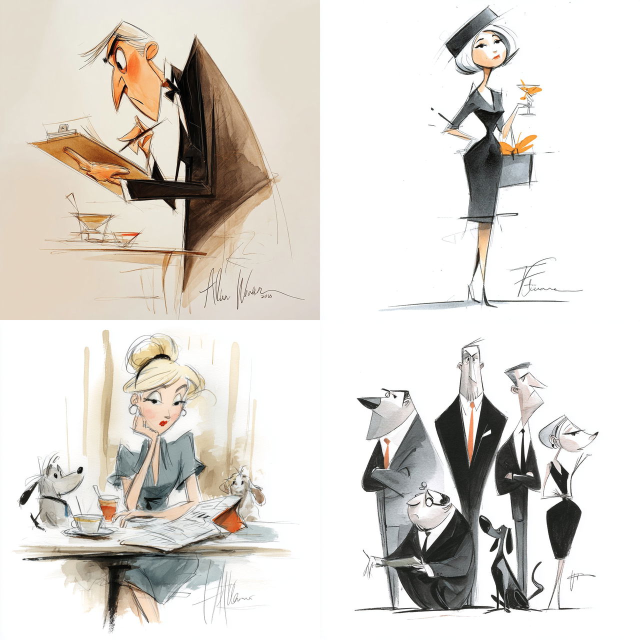 Ann Telnaes style, Midjourney V7, render 1 of 4