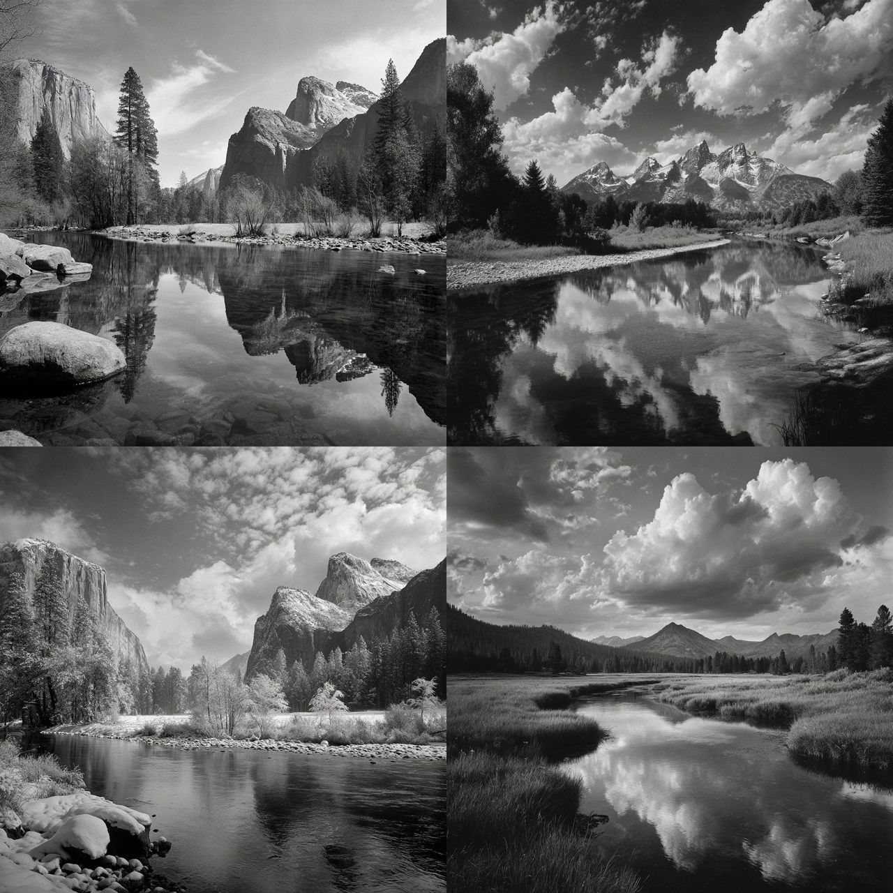 Ansel Adams style, Midjourney V7, render 1 of 4