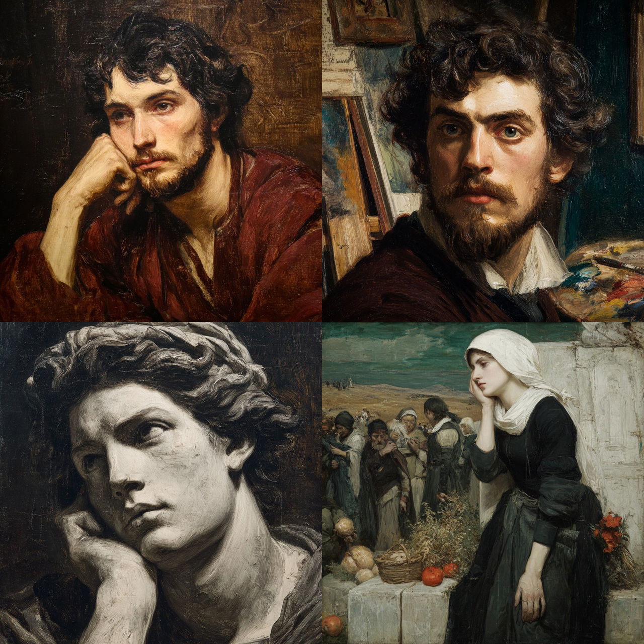 Anselm Feuerbach style, Midjourney V7, render 1 of 4
