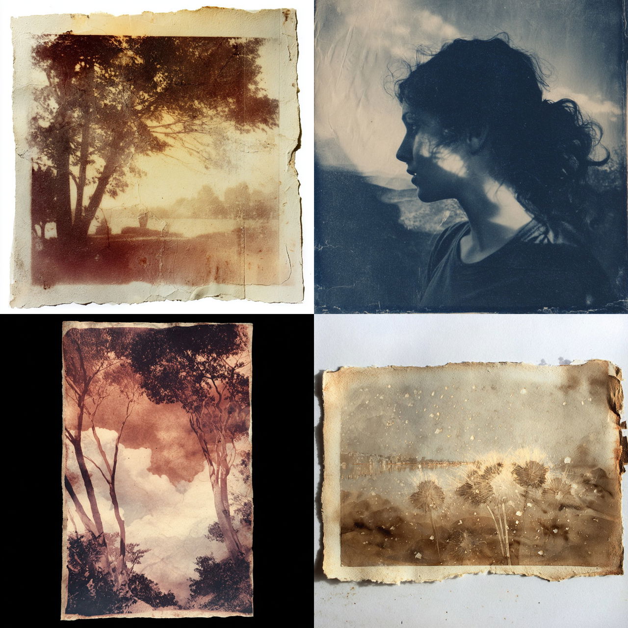 Anthotype print style, Midjourney V7, render 1 of 4