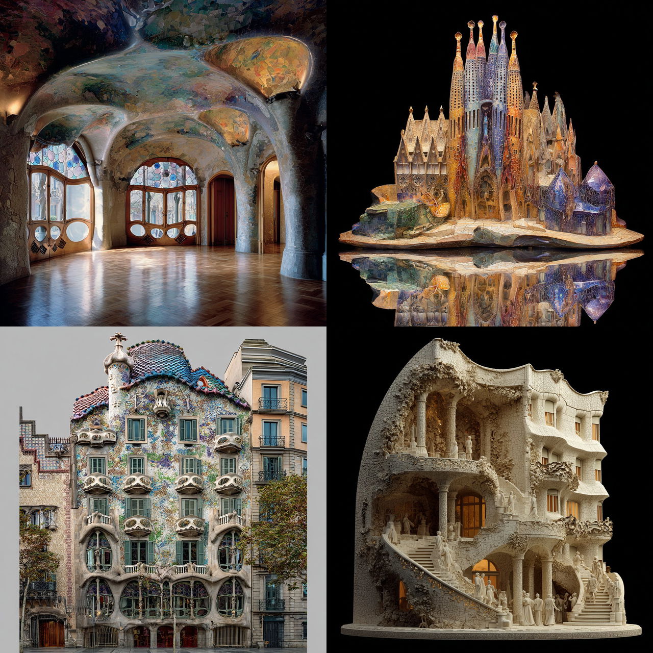 Antoni Gaudi style, Midjourney V7, render 1 of 4