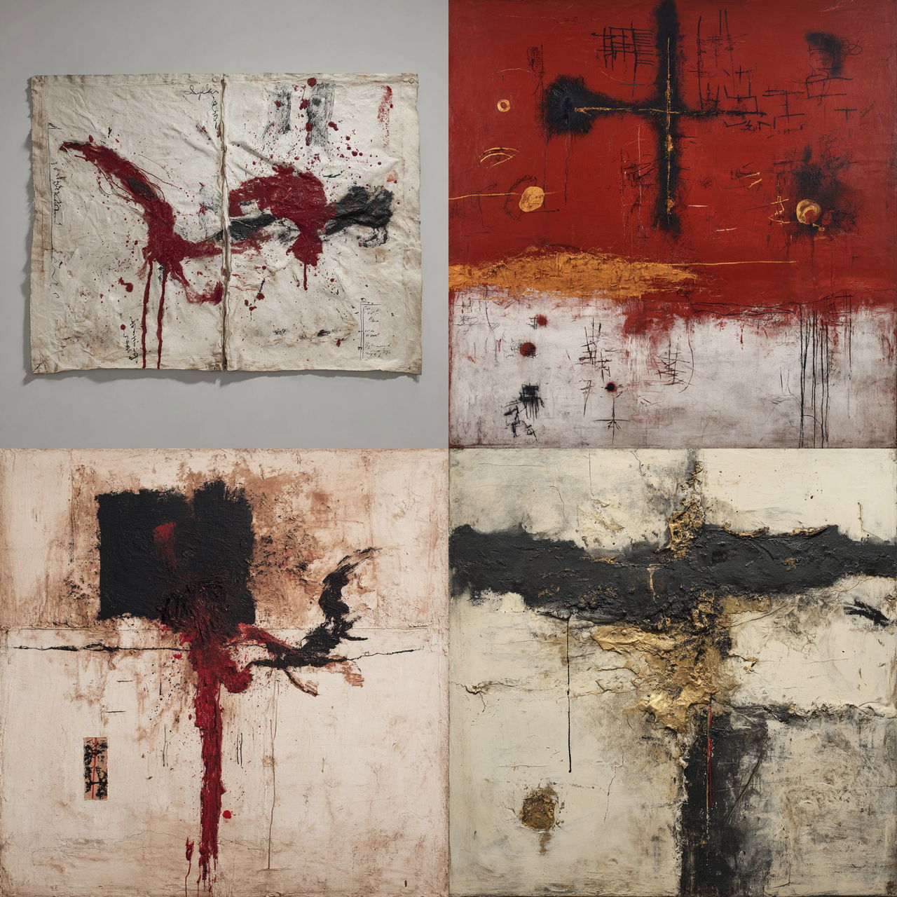 Antoni Tapies style, Midjourney V7, render 1 of 4