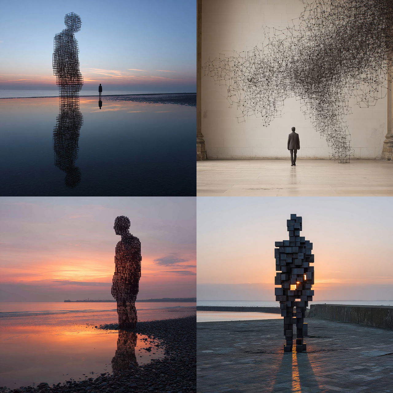 Antony Gormley style, Midjourney V7, render 1 of 4