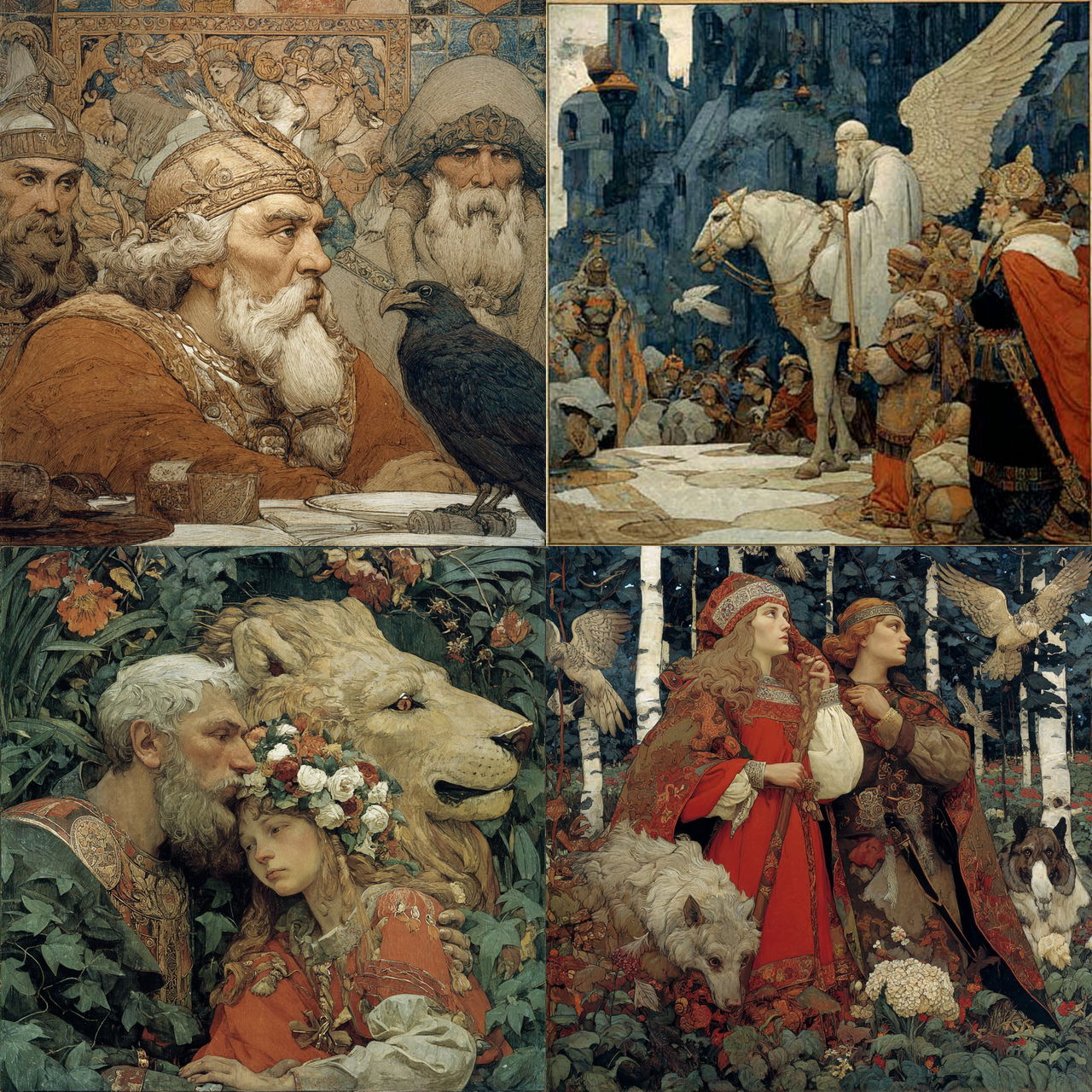 Apollinary Vasnetsov style, Midjourney V7, render 1 of 4