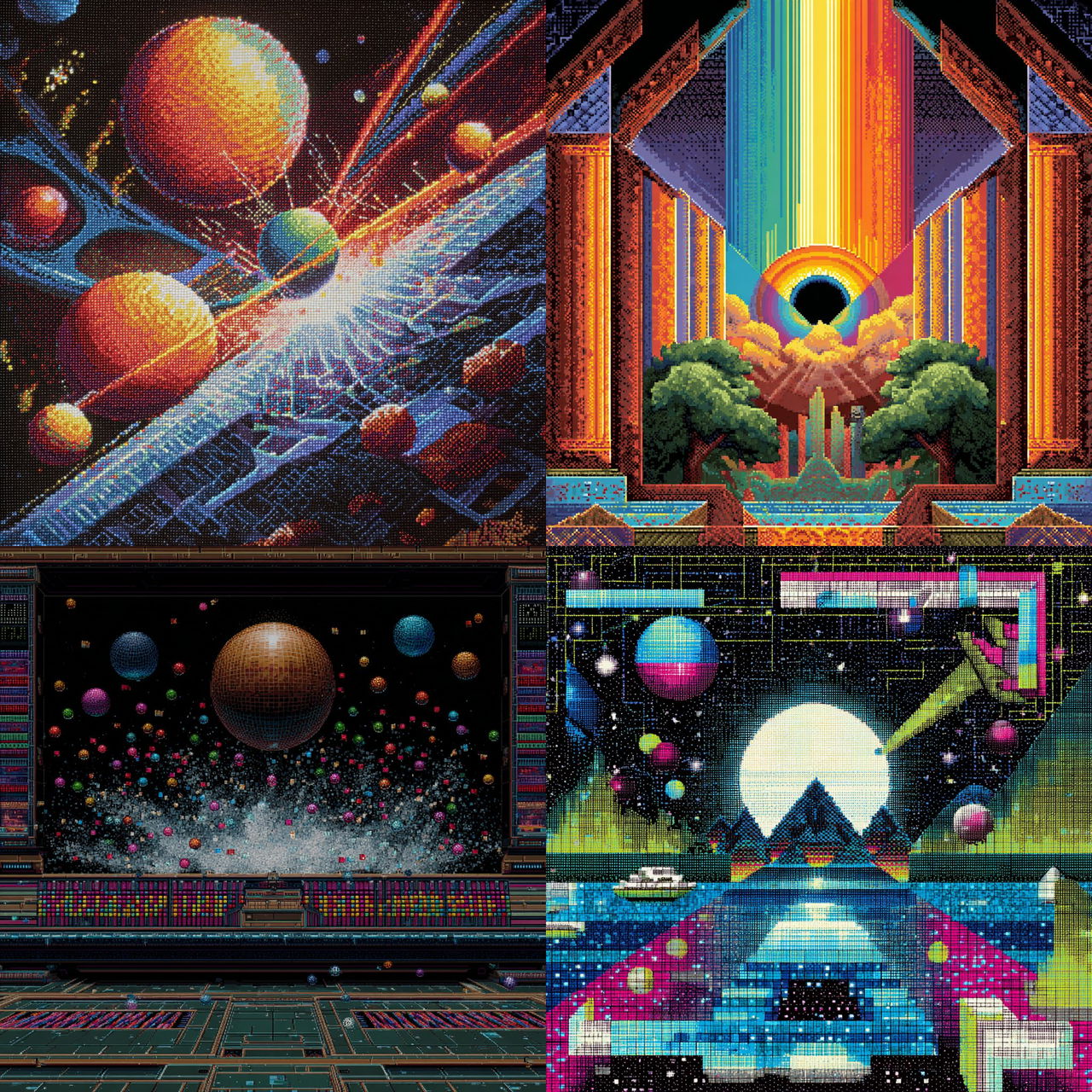Arkanoid style, Midjourney V7, render 1 of 4