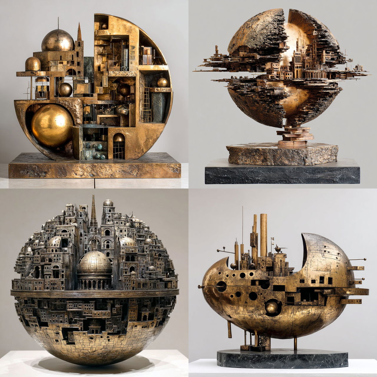 Arnaldo Pomodoro style, Midjourney V7, render 1 of 4