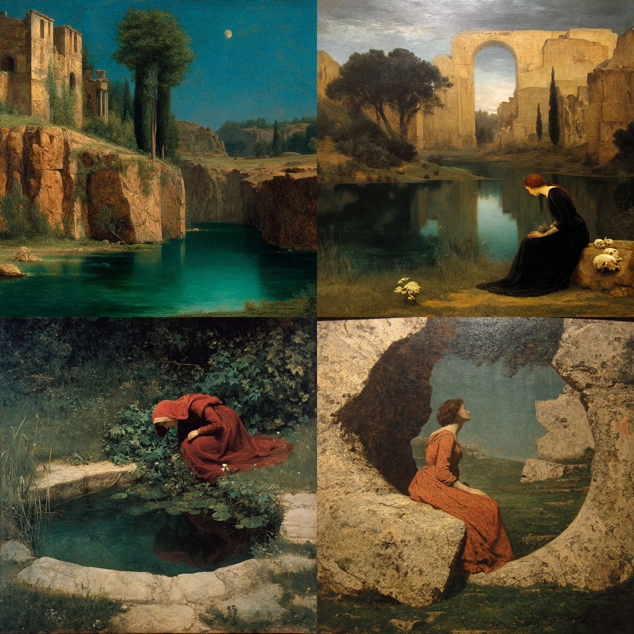 Arnold Bocklin style, Midjourney V7, render 1 of 4