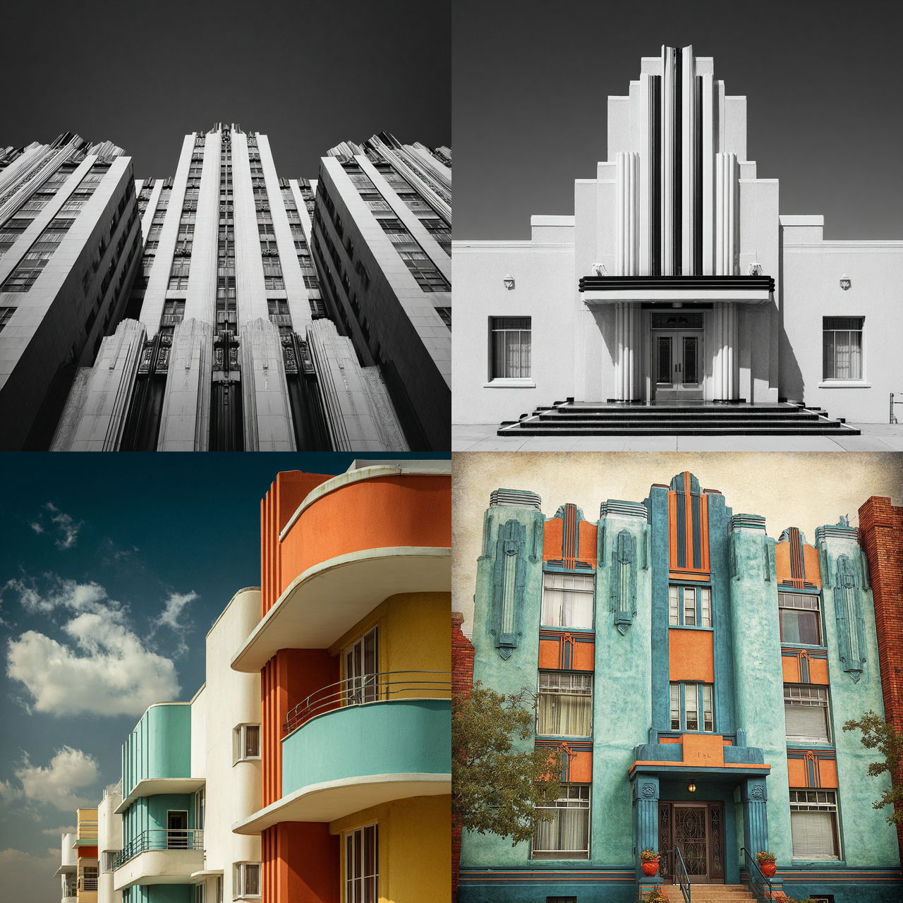 Art Deco architecture style, Midjourney V7, render 1 of 4