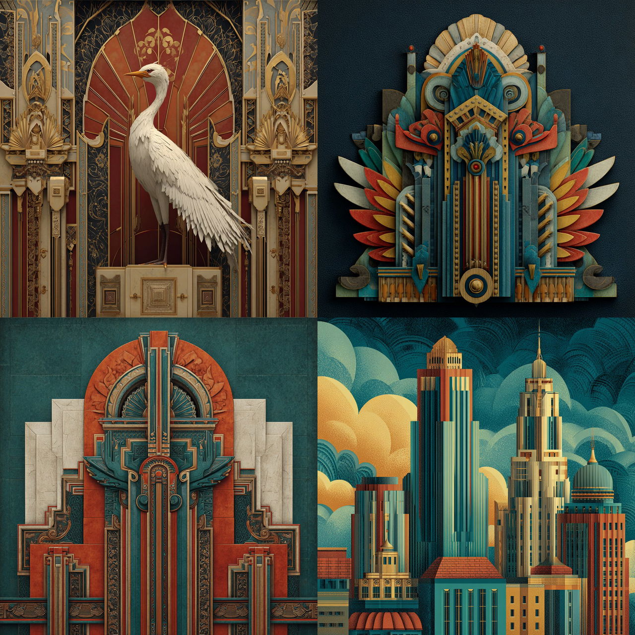 Art Deco style, Midjourney V7, render 1 of 4