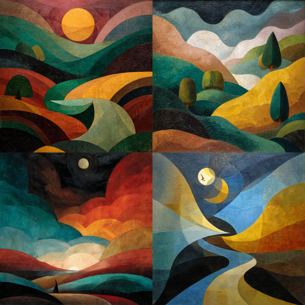 Arthur Dove style, Midjourney V7, render 1 of 4