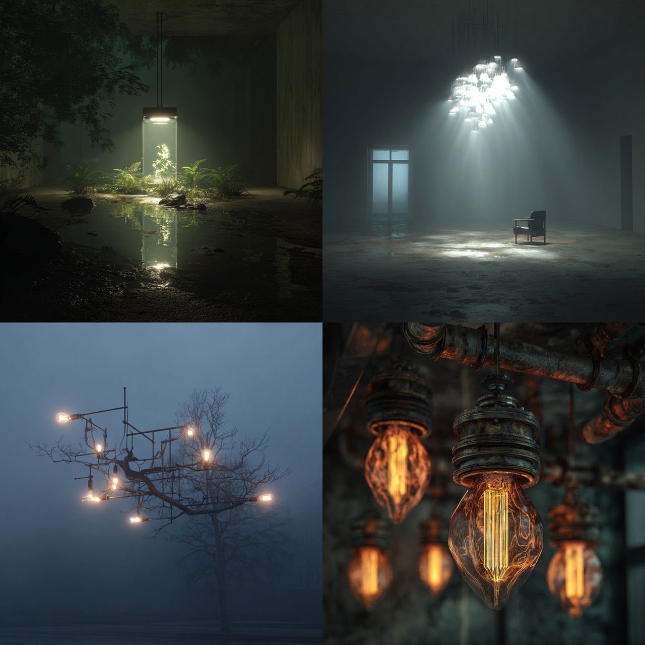 Artificial lighting style, Midjourney V7, render 1 of 4
