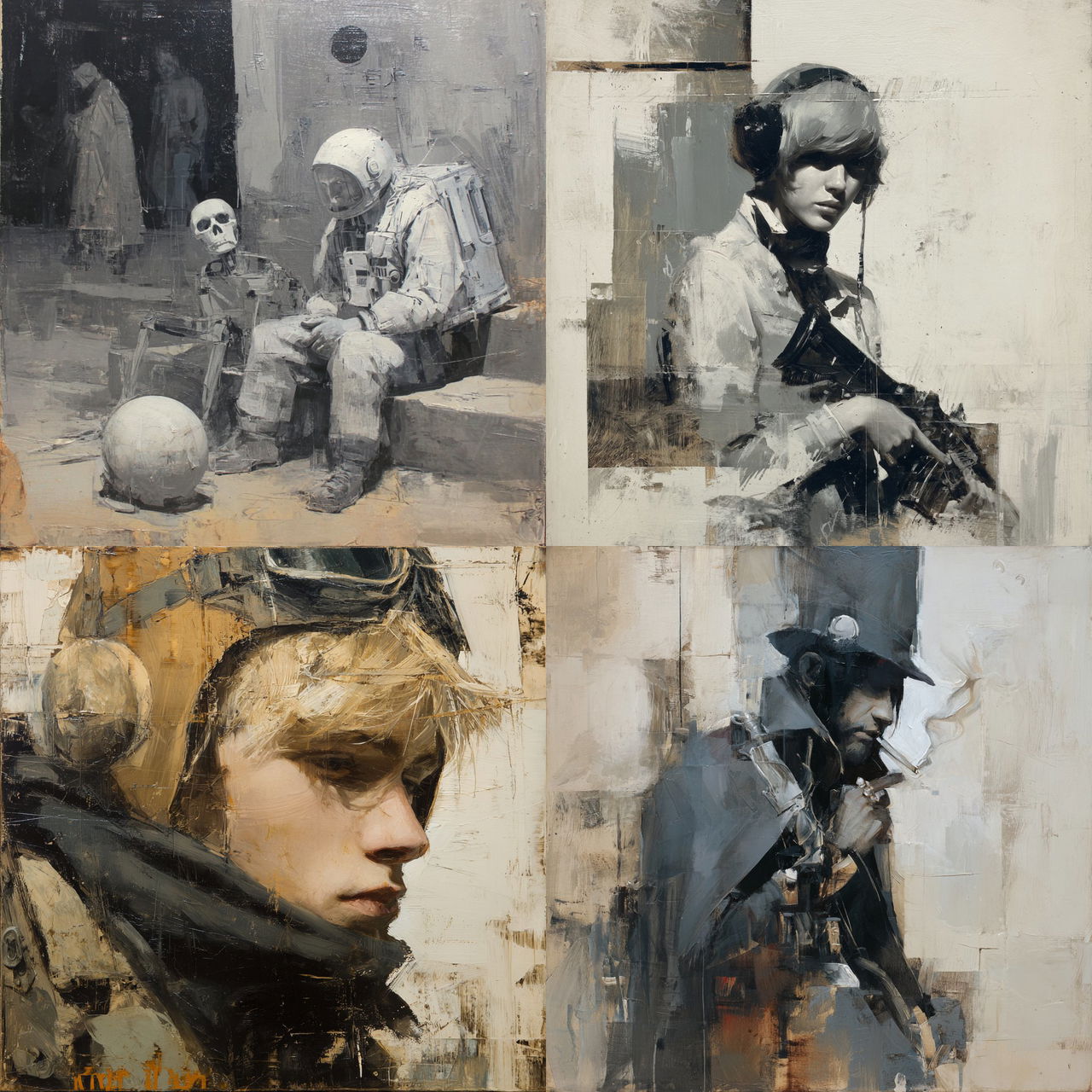 Ashley Wood style, Midjourney V7, render 1 of 4