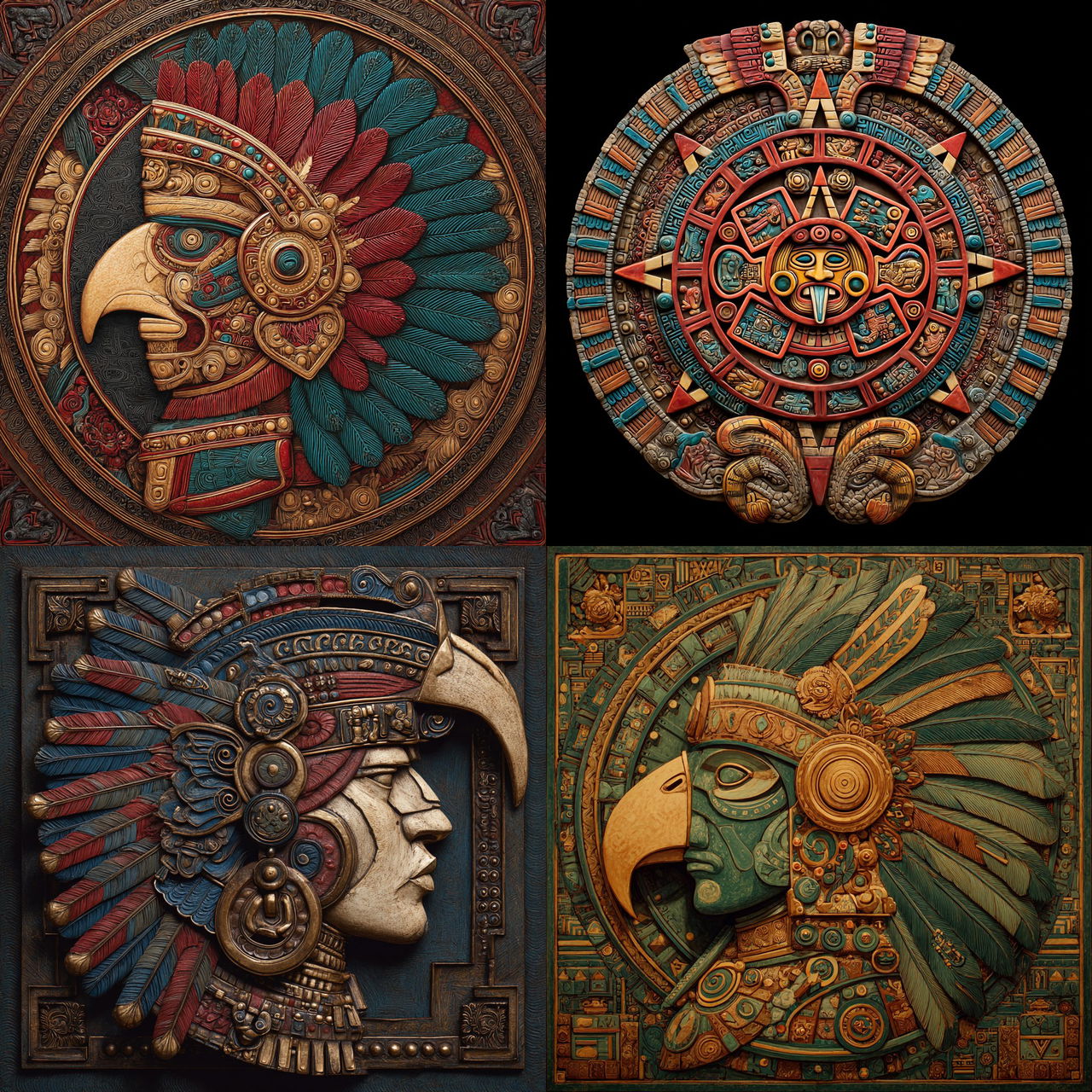 Aztec art style, Midjourney V7, render 1 of 4