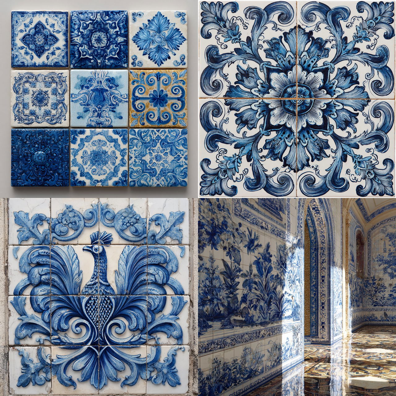 Azulejo style, Midjourney V7, render 1 of 4